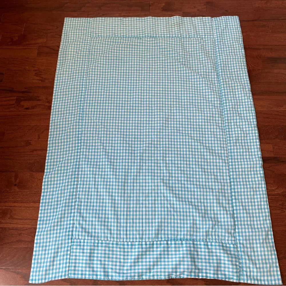Vintage MCM Handmade Baby Quilt Blanket Plaid Embroidered
